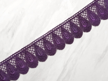Koronka na stabilnym tiulu, kolor purpurowy - szerokość 5 cm [-60%]