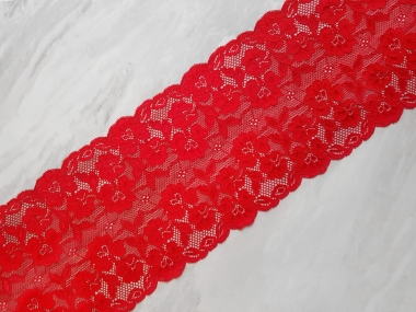 Czerwona zmysłowa elastyczna koronka - szerokość 16,5 cm