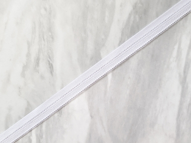 Gumokoronka łamana z pętelką, biała - szerokość 1,2 cm 